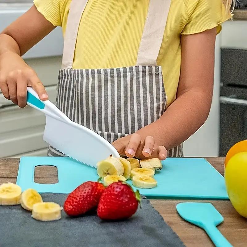 Kitchen Safety Non-Hand Cutting Plastic Fruit Vegetable Knife Set Saw-Toothed Cake Knife Easy to Use for All Ages