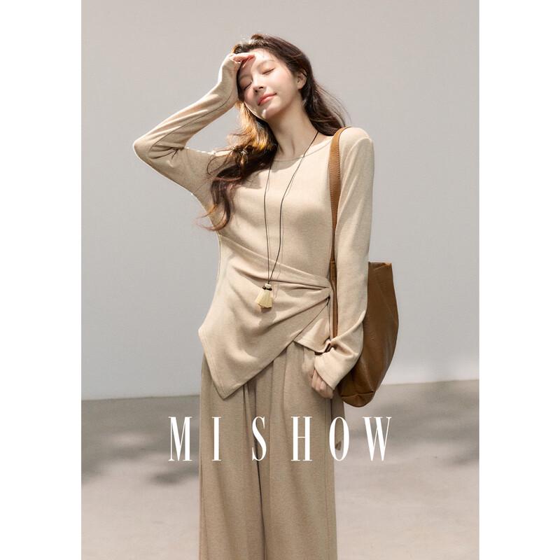 Relaxed Fit Tie-Waist Knit Top & Pants Set M