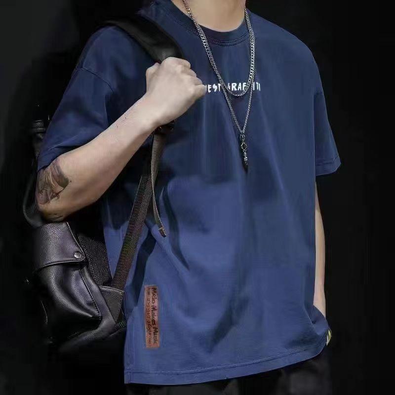 Ins Fashion Men's Short Sleeves T-shirt O-neck Cotton Casual Pullovers Tee