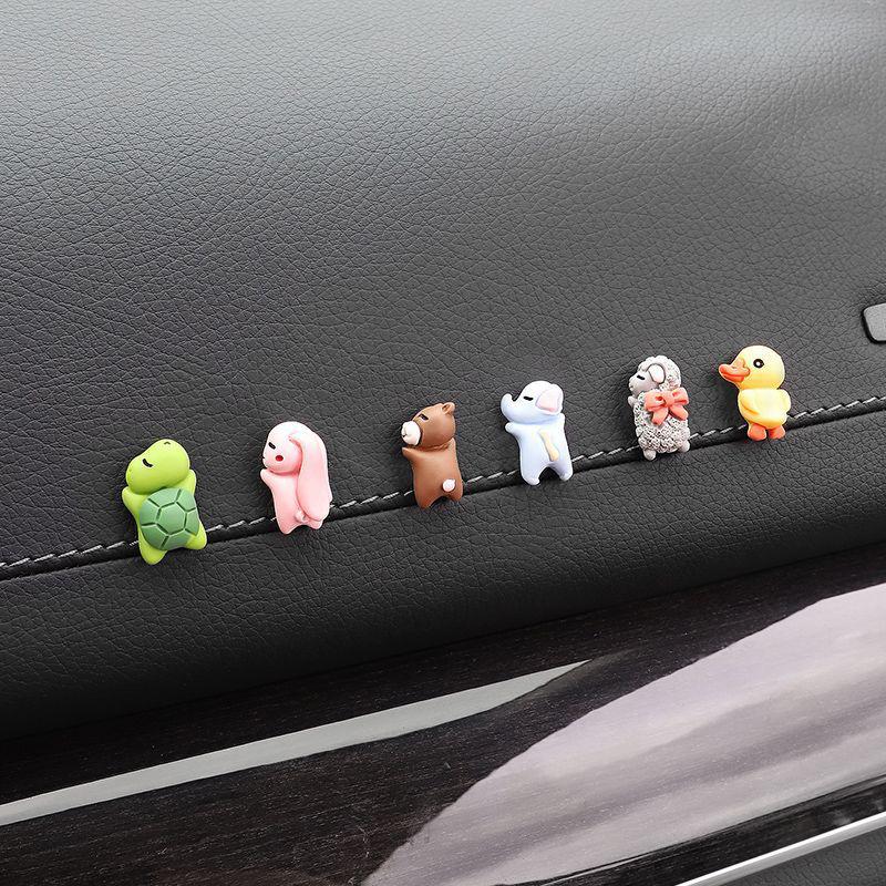 6ks/sada Roztomilá ležící mini želva Dekorace interiéru auta Legrační středová konzola na zadní zrcátko Ozdoby na autodoplňky