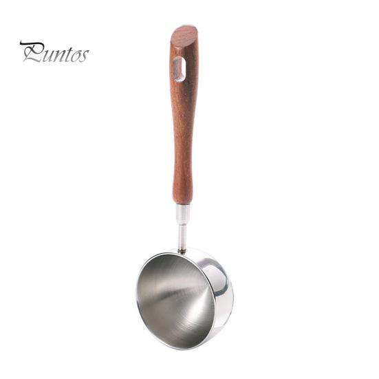 Light Wood Handle Spoon Measuring with Handle, Stainless Steel Baking Scoop, Coffee Corrosion Resistant Scoop Bean Milk Powder Teaspoon for