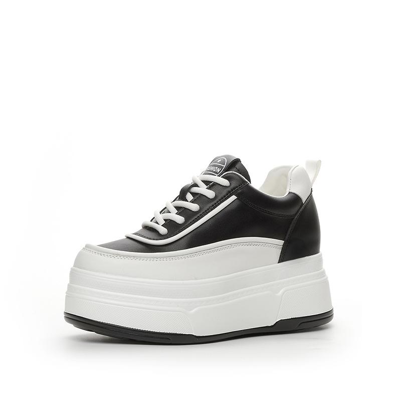 Autumn and winter women's shoes new casual shoes small slope heel muffin thick sole inner height increase small white shoes single shoes velvet