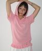 RONRON Button Hooded Frill Half Sleeve Knit Soft Pink