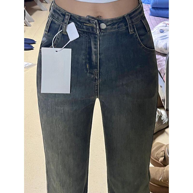American Retro Flared Jeans for Women, Early Spring New Style, Plus-Size High-Waisted Slimming Hip-Covering Stretch Flared Pants