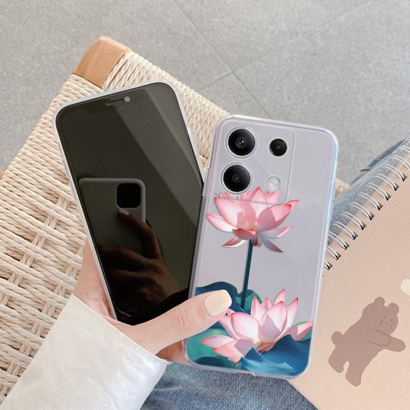

Розовый цветочный чехол для iPhone 15 Samsung A55 M34 S24 Xiaomi Redmi 13 Pro 14C Huawei Honor 200 противоударный бампер для телефона TPU с защитой от царапин прозрачная задняя крышка Samsung Galaxy S20 FE