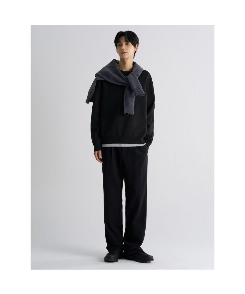8SECONDS Double-Weave Basic Round Neck Knit Black