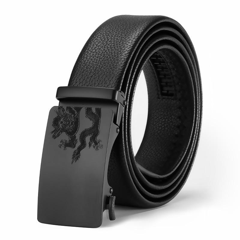 Men's Belt Genuine Leather Belt Young Man's Automatic Buckle Leather Belt Business Casual Belt Men