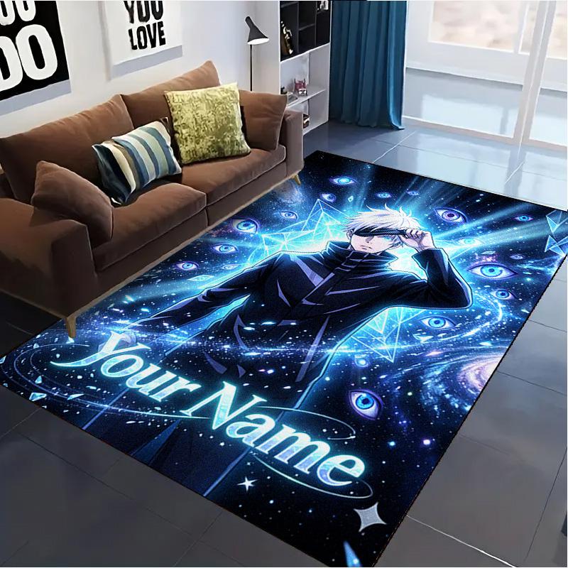 Name Custom Gojo satoru Carpet Rug for Living Room Bedroom Home Sofa Decoration,Kids play Non-slip Floor Mat