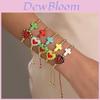 Style Turquoise Cross Heart Beaded Bracelet With Gold Accents For Women