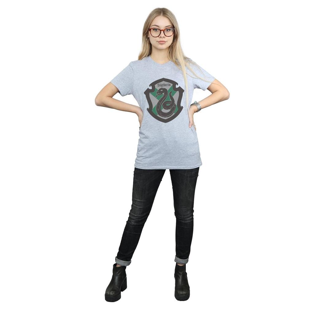 HARRY POTTER Womens/Ladies Slytherin Crest Flat Cotton Boyfriend T-Shirt
