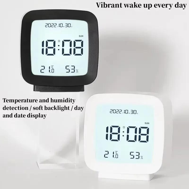 Desk Decor LCD Digital Alarm Clock Indoor Temperature and Humidity Portable Desk Clock Electronic Bedroom Decoration Table home