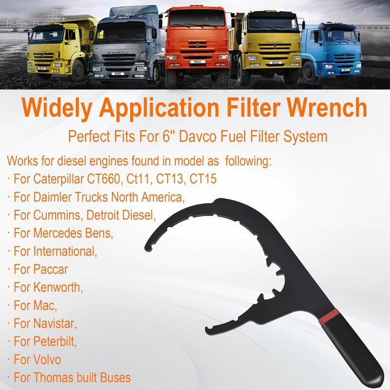 Diesel Fuel Filter Wrench for Davco 4.6/5/6/8 Inch Fuel Water Filter,Fuel Filter Removal Tool for DD13, DD15, DD16 Diesel Engine