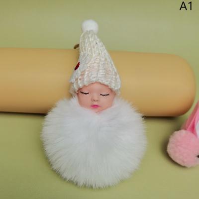 Pompom Schlafender Baby-Schlüsselanhänger, süßer, flauschiger Plüsch-Puppen-Schlüsselanhänger, Frauen, Mädchen, Tasche, Schlüsselanhänger, Autos, Schlüsselanhänger, Schmuck