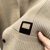 Autumn Winter Men Sweater Coat Lapel Solid Pockets Button Korean Fashion Casual Office Loose Long Sleeve Cardigan Knitted Tops