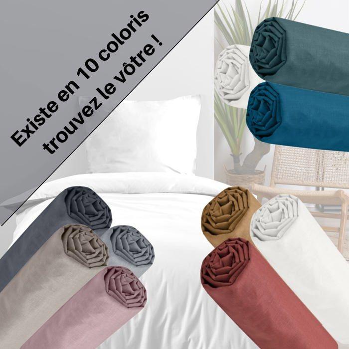 Drap housse en coton - Stof - 90x190 cm - Grand bonnet 30 cm - Ardoise - Modèle Eden - 100% coton - Certifié Oeko-Tex