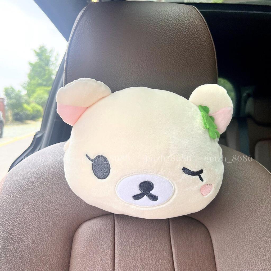 Rilakkuma Korilakkuma Headrests Car Neck Pillows Teddy Bear Peluche Pillows Car Interior Pillows Driving Seat Waist Pillows