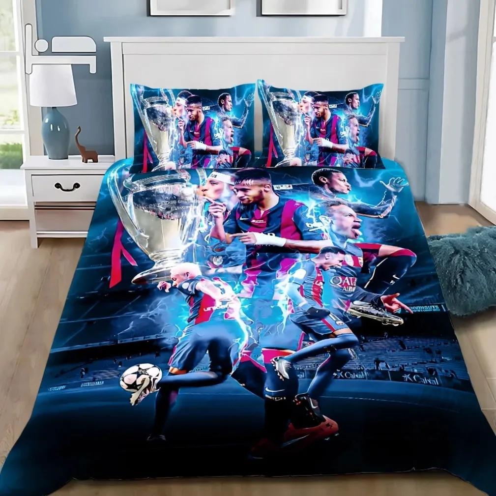 Modisches Fußball-Superstar N-Neymar Bettwäscheset 3D-bedruckter Bettbezug Bettwäscheset Weich King Full Size Bettwäscheset Für Jungen