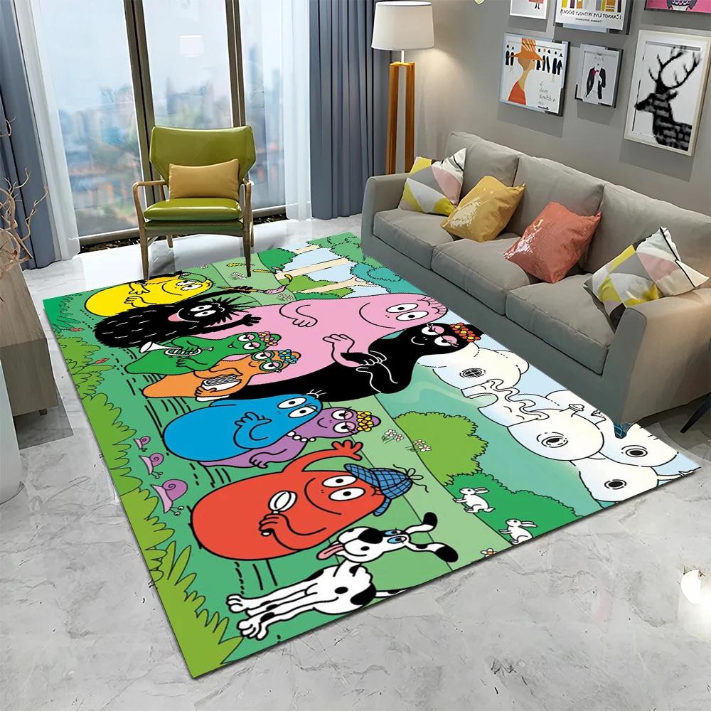 Tappeto Cartoon Anime Famiglia Barbapapa per Casa Soggiorno Camera da Letto Divano Zerbino Decorazione, Tappeto per Area Bambini Tappetino Antiscivolo