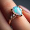 Micro-inlaid Zircon Simple Accessories, Line Crown Imitation Opal, New Ring for Women