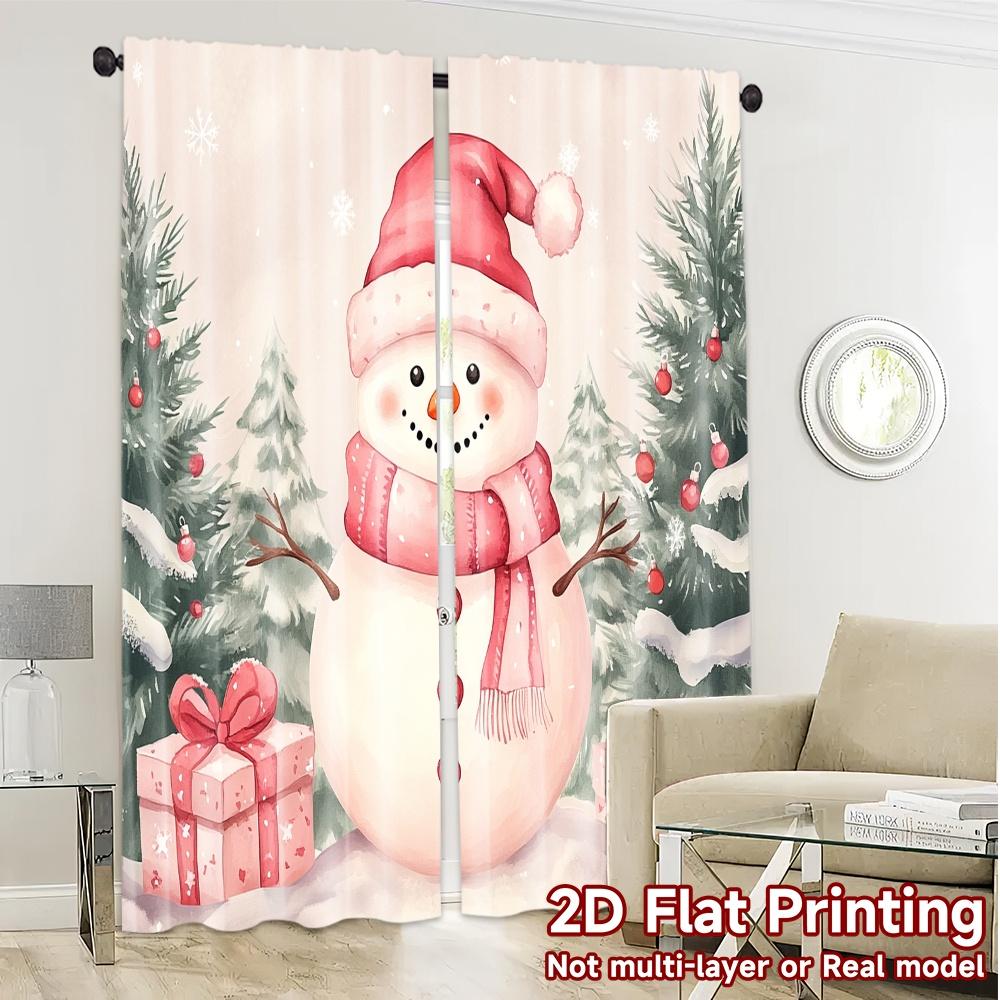 2pcs,Curtains Cute Snowman Christmas Gifts_a (2) Popular Creative Curtains Durable 100% Polyester Fabric Curtains Outdoor