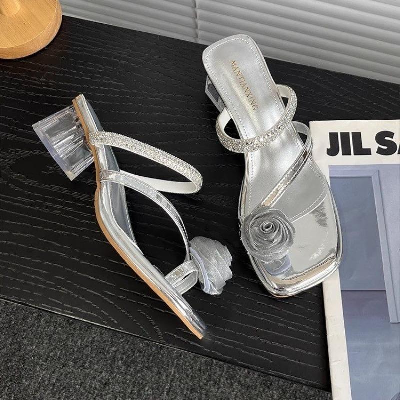 New Style Slides Flip Flops Sandals Open Toe Woman Slippers High Up To 5cm Heel Summer Shoes for Women Crystals Zapatos Mujer