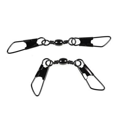 300pcs Wholesale Saltwater Fishing Barrel Swivels With Double Safety Snaps Double A Shape Pin Fising Rigs Connector Accessories