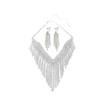 [KK Solis] Long Fringe Rhinestone Necklace & Earring Set - Lightweight, High-End Look, Elegant, Sparkling - Perfect for Ballroom Dancing, Concerts,