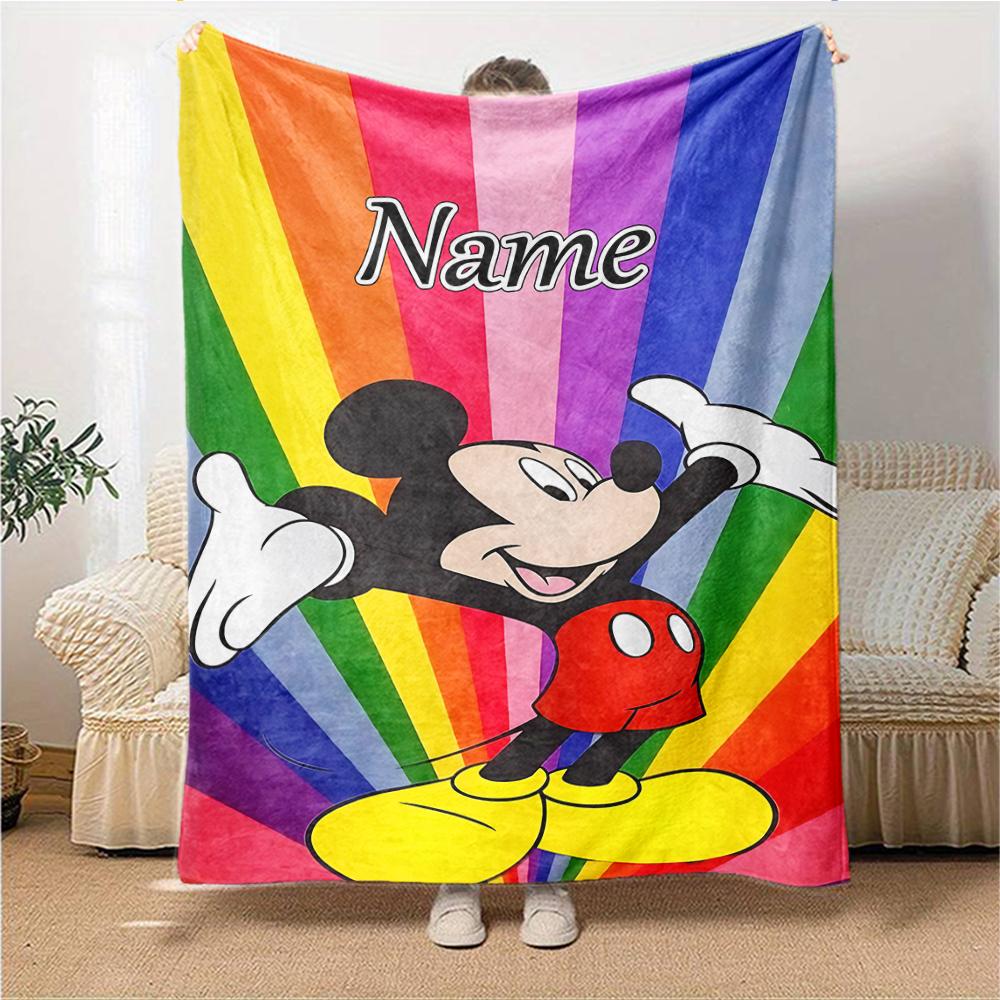 Custom Name Mickey Mouse Celebration blanket for Couch & Bed, Plush Cozy Fuzzy Blanket Super Soft & Warm Blankets for Fall and Winter. 090826