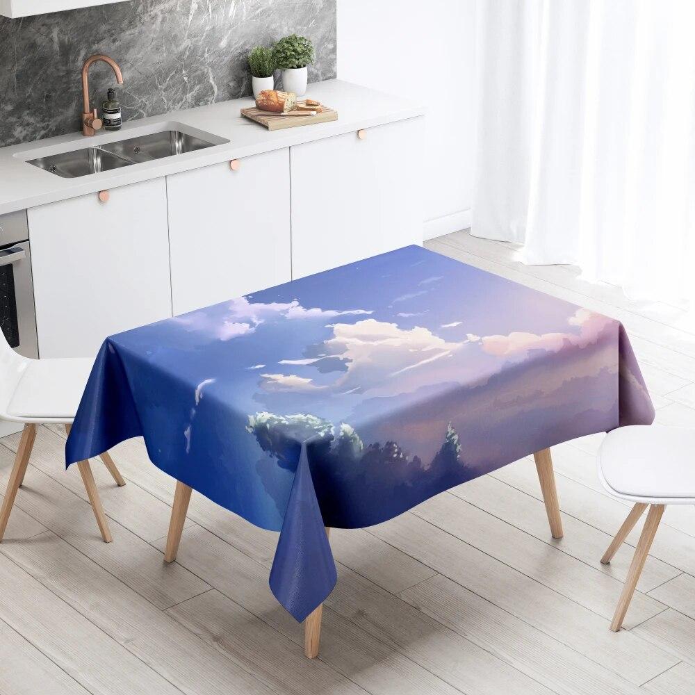 Szenische Tischdecke Heimdekor Fleckenabweisend Wasserdicht Tischdekoration Rechteckig Küche Kamin Arbeitsplatte