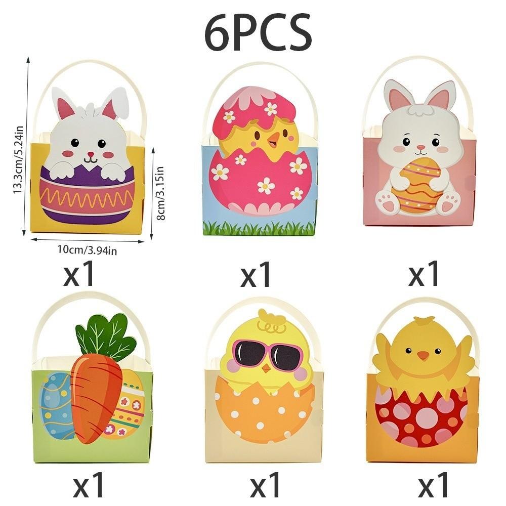 6pcs Egg Rabbit Carrot Easter Bunny Candy Boxes with Handle Candy Gift Bag  Spring Parties