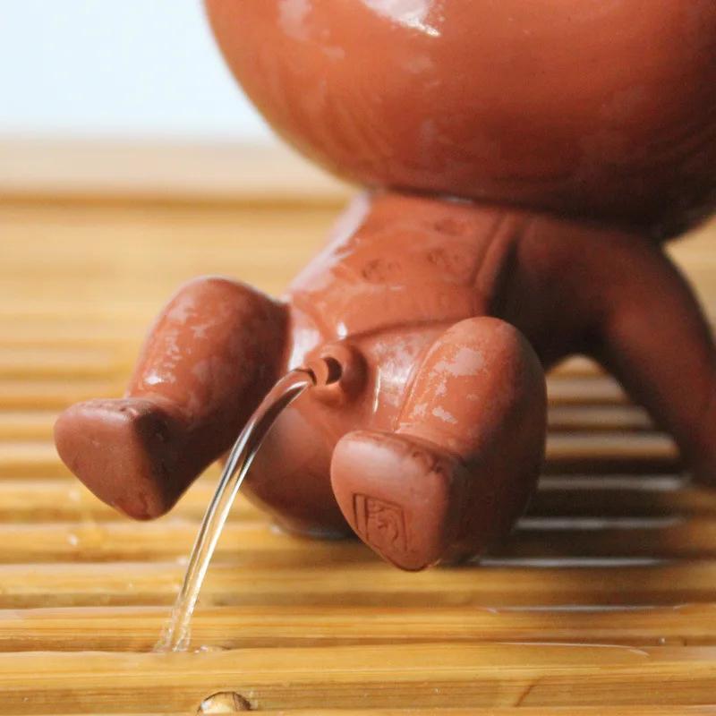 Creative Purple Clay Urine Children's Tea Pet Home Care Tea Stand Decoration Fun Urine Doll Tea Play Kung Fu Tea Set Accessories