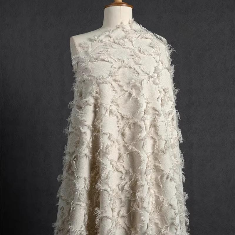 Hand-cut Floral Fringes Fabric Three-dimensional 65%Cotton 35%Linen Washed for DIY Suits Dresses Shirts Pants Cloth Fabric