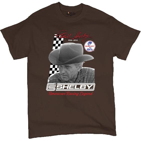 Carroll Shelby Signature T-Shirt GT500 Mustang Muscle Car American Racing Legend Lives Powered by Ford Men's Tee
