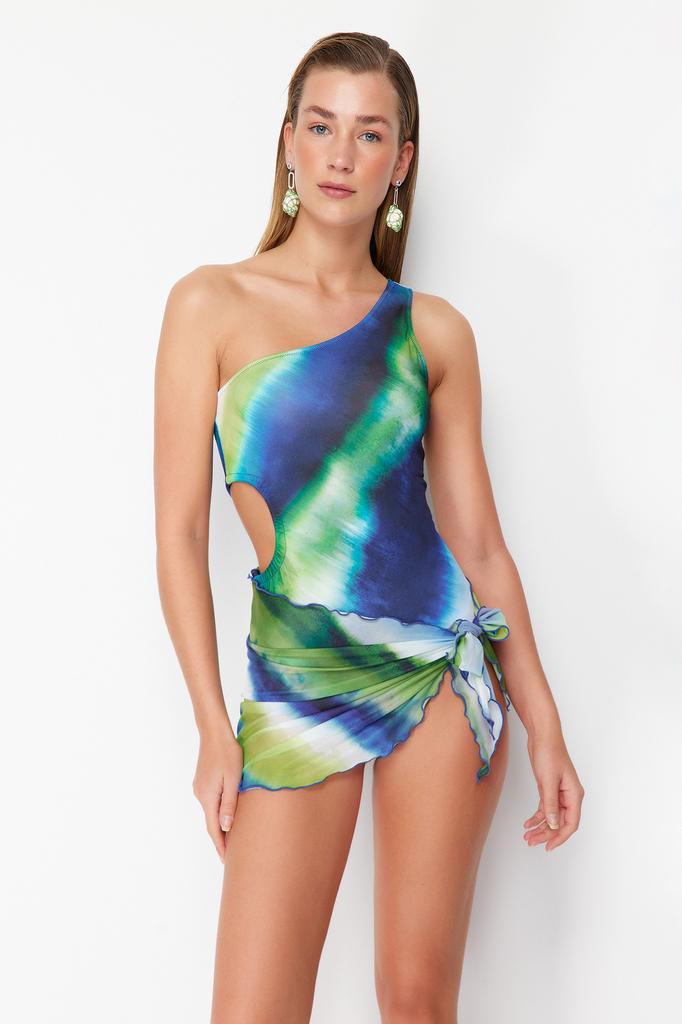 Damen Pareo Mode Neue Saison Abstrakt Gemustert Mini Gestrickt Rüschen Mesh 100% Baumwolle Pareo