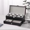 Classic Watch Box PU Leather Jewelry Organizer Travel Display Case for Men /Women,4 Slots Magnetic Top,Black
