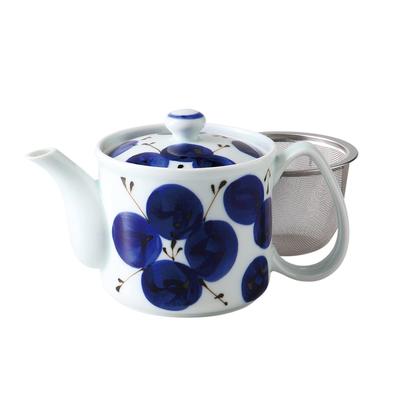 Hasami Ware Lightweight Teapot, Approx. 350ml, with Four-Sided Flower Design, Made In Japan, 74060