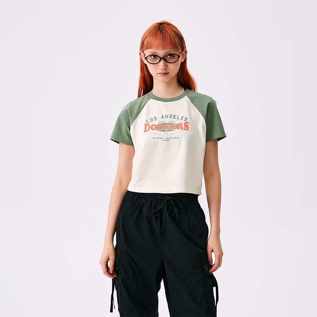 New MLB Preppy Style Collection Los Angeles Dodgers SS25 T Shirt Women's Cream 3FTSV0853-07CRS