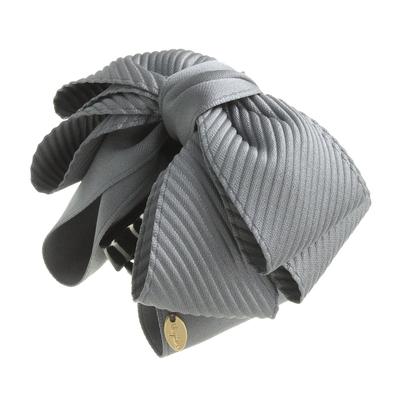 VINGTAINE Voluminous Satin Ribbon Hair Hair Hair Clip, Elegant, Daily, Office, Clip, Accessory, Gray, H-1004-GY-