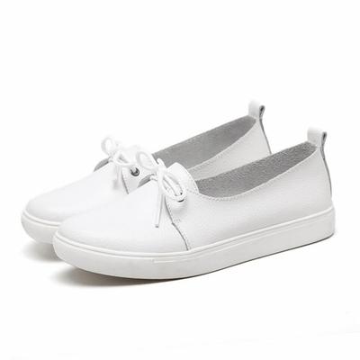 Women Students Gril Female PU Leather White Shoes Flats Platform Lace Up Korean Casual Vulcanized Shoes