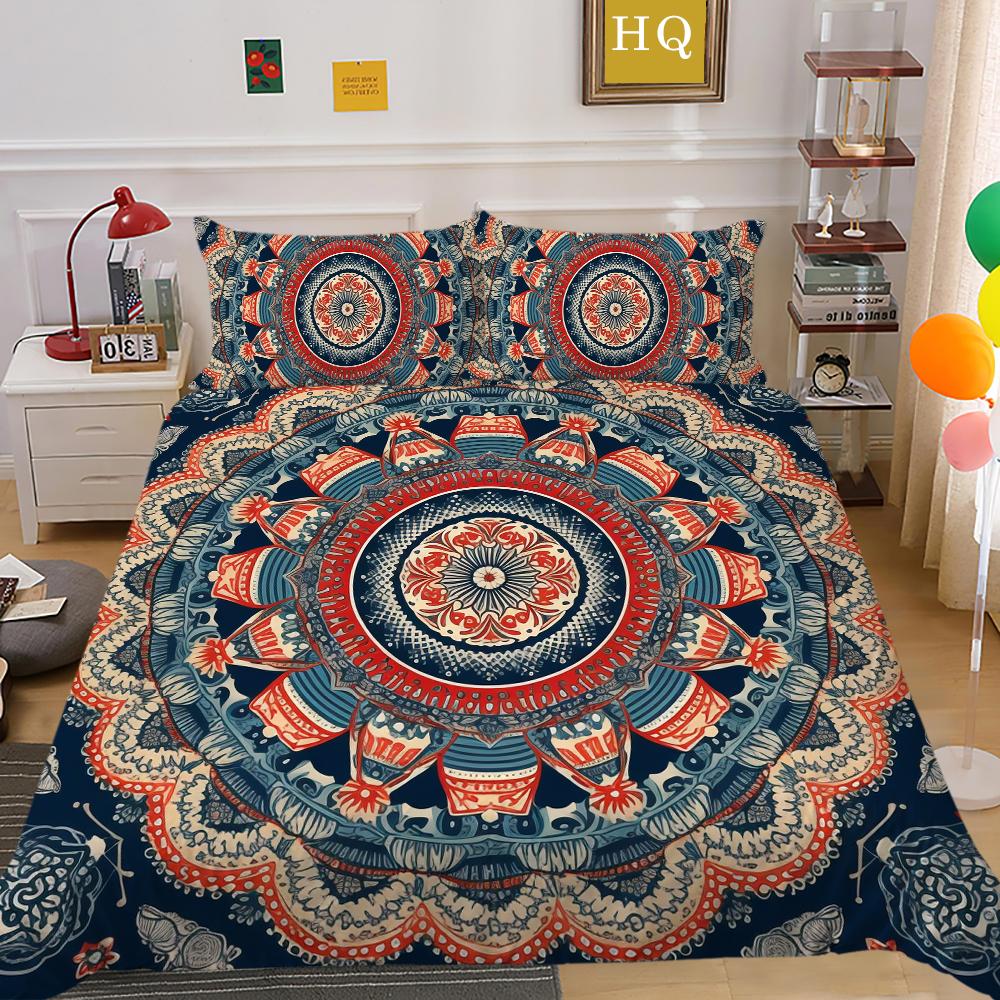 Home Bedding Set 3D Mandala Printing Bedspreads Queen Double Size Microfiber Duvet Cover Set Bedroom Decor