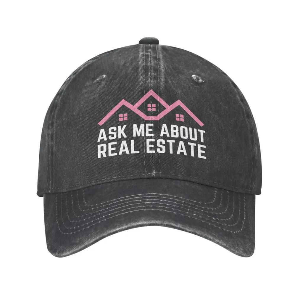 Ask Me About Real Estate Hats Trucker Hat for Men Women Dad Baseball Cap