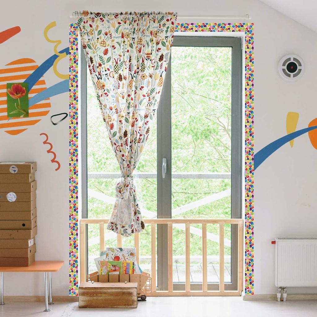 Bulletin Board Borders Decorations 90 Pieces 100 Feet, Scalloped Border Trim Colorful Bulletin Board Trim, 5 Kinds of Design Blackboard School
