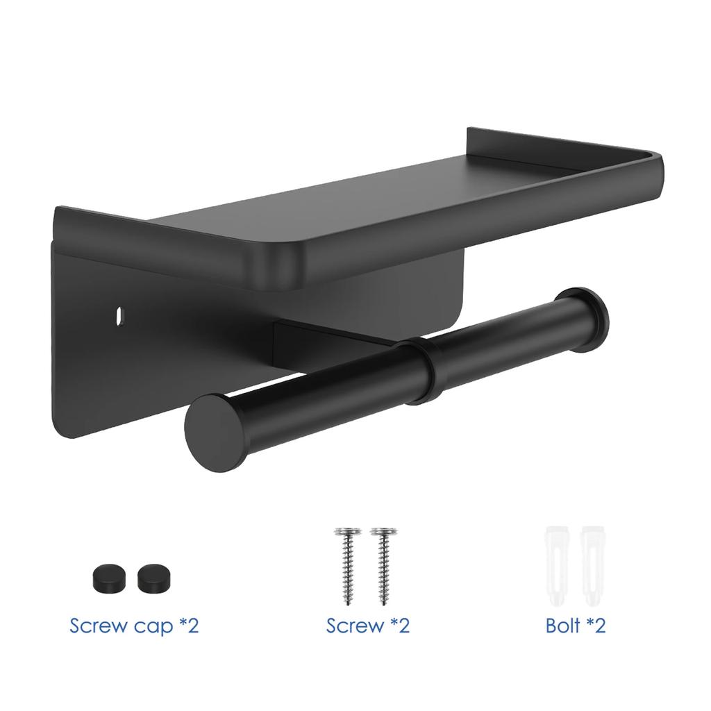 Suport dublu pentru hârtie igienică Montare pe perete în baie Dispenser pentru șervețele de hârtie Organizer raft pentru role de prosop de baie Aliaj de aluminiu