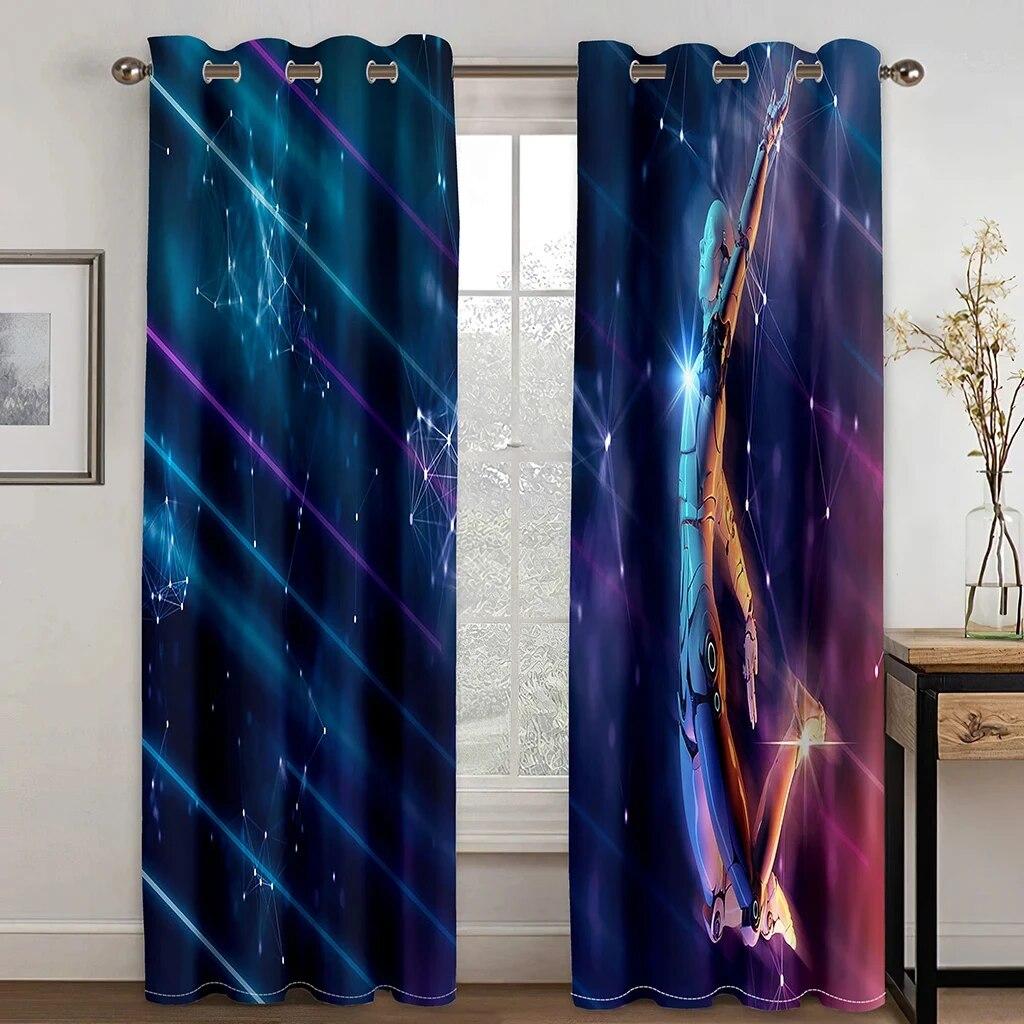 Metaverse Robot Blackout Curtains High Shading For Bedroom Living Room Bathroom Kitchen Door Hall New Pattern