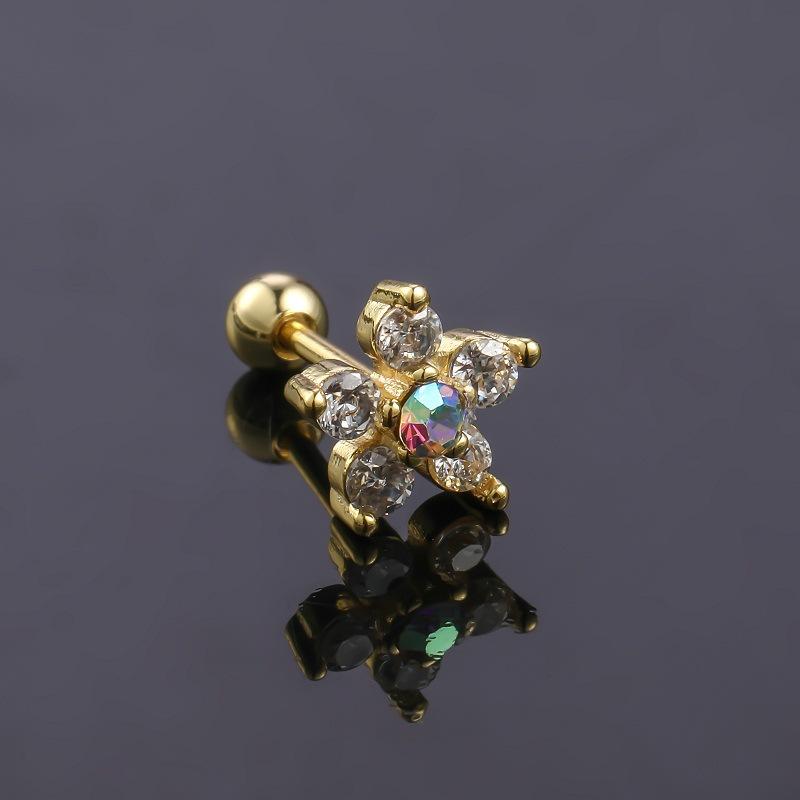 

1 шт. простые серьги-гвоздики в форме цветка из циркония для ушей, спиральные серьги-гвоздики для женщин и девочек, ювелирные украшения для вечеринки, подарок