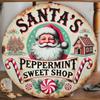 Vintage Santa Claus Candy Store Metal Tin Sign Christmas Wall Decor Holiday Gift