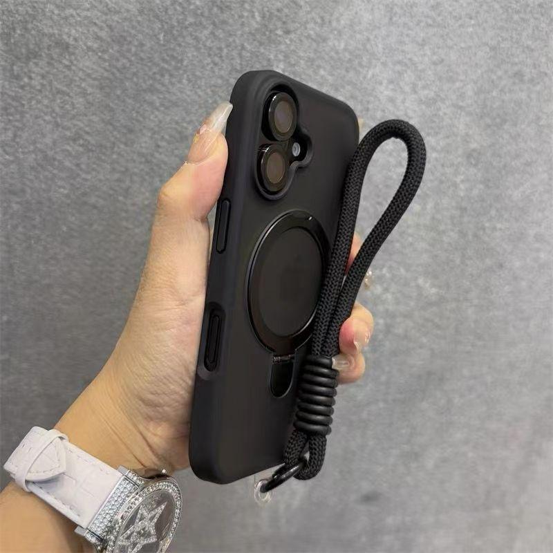 For Magsafe Candy Color Contrast Lanyard Case for iPhone 17 16 15 14 13 12 11 Pro Max Air With Magnetic Stand Holder Cases Cover
