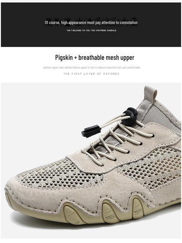 Men's Summer Mesh Leather Casual Sports Shoes - Octopus Lazy Design, Large Size