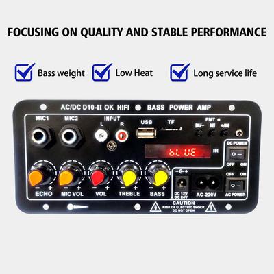 Scheda amplificatore Bluetooth per auto D10-II 12V 24V AUX TF Card USB 30-120W per altoparlante da 4 Ohm 40W 110V 220V Subwoofer Amplificatore audio Mo Z3Z5