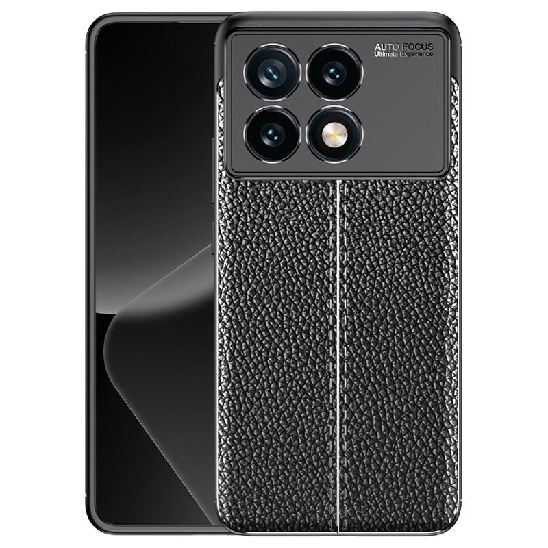 

For Xiaomi Poco F6 Pro 5G/Redmi K70 5G/K70 Pro 5G Case Litchi Texture TPU Phone Protective Cover Black